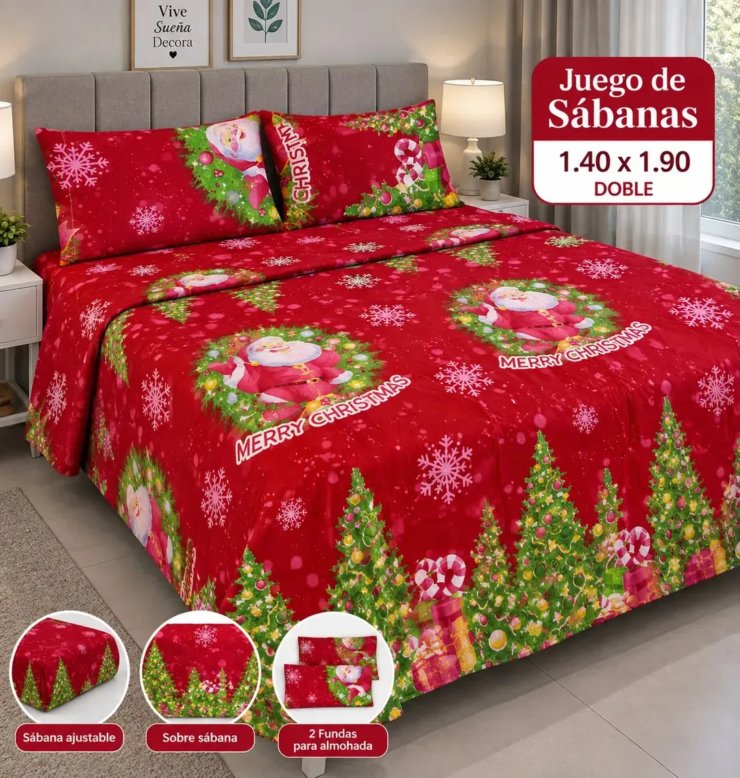 Sábana Navideña Cama Doble, foto 2 de 7