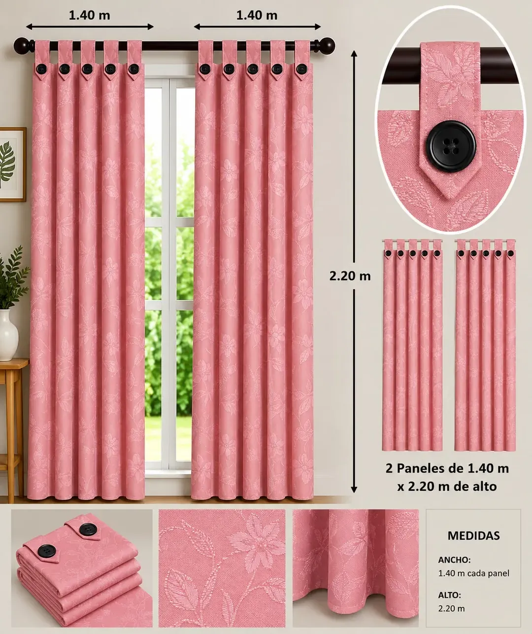 Cortinas Jacquard con Botones, foto 13 de 25