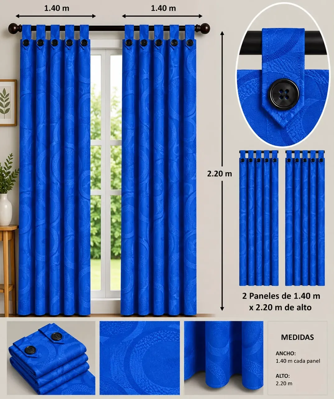 Cortinas Jacquard con Botones, foto 14 de 25
