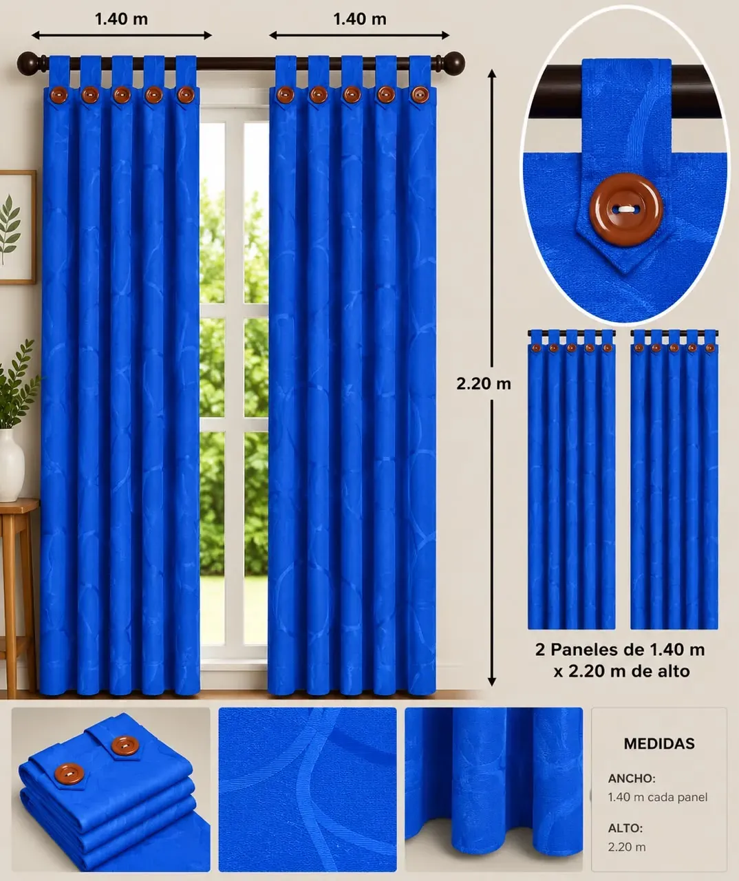 Cortinas Jacquard con Botones, foto 21 de 25