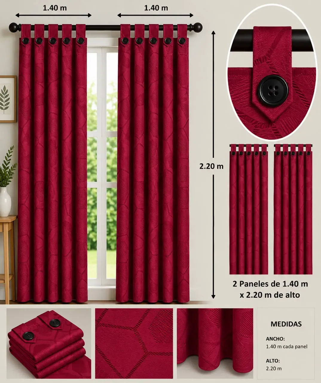 Cortinas Jacquard con Botones, foto 23 de 25