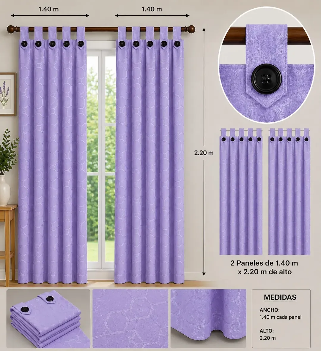 Cortinas Jacquard con Botones, foto 25 de 25